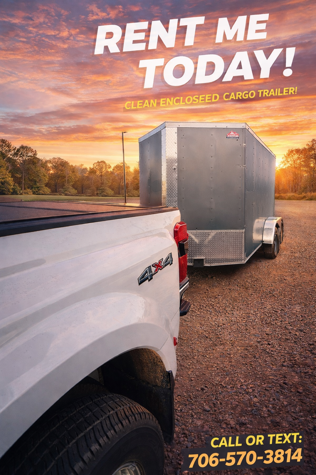 Enclosed cargo trailer with rear barn doors open